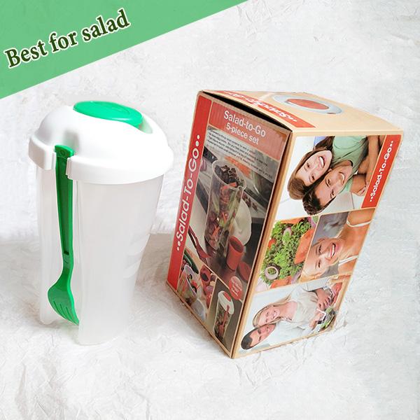 800ML PP Plastic Salad Cup with Sauce Cup and Fork